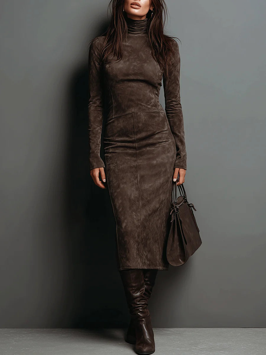 Lorène | Vestido Midi Largo Marrón