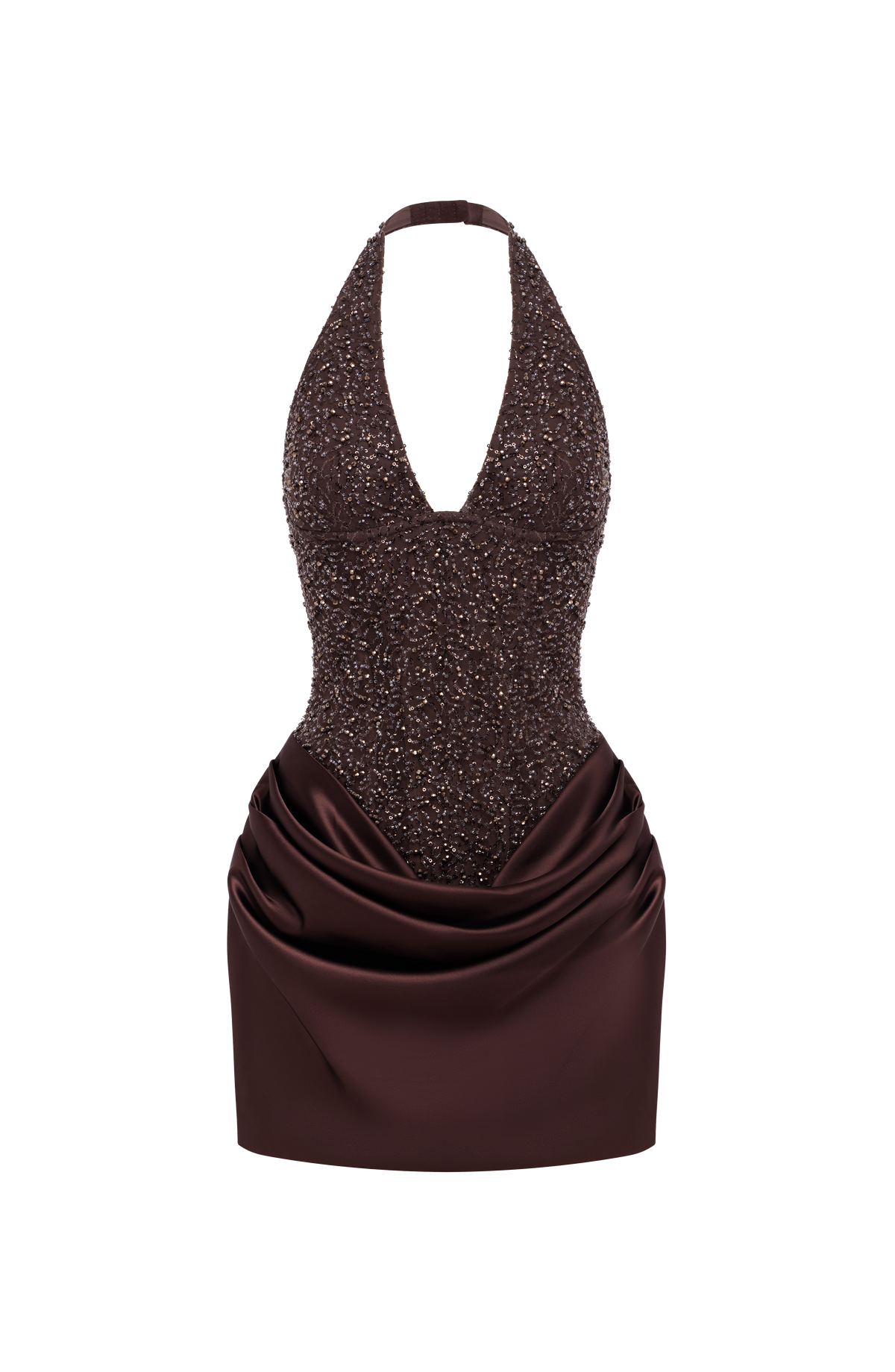 Vestido corto Adessa - Marrón ciruela