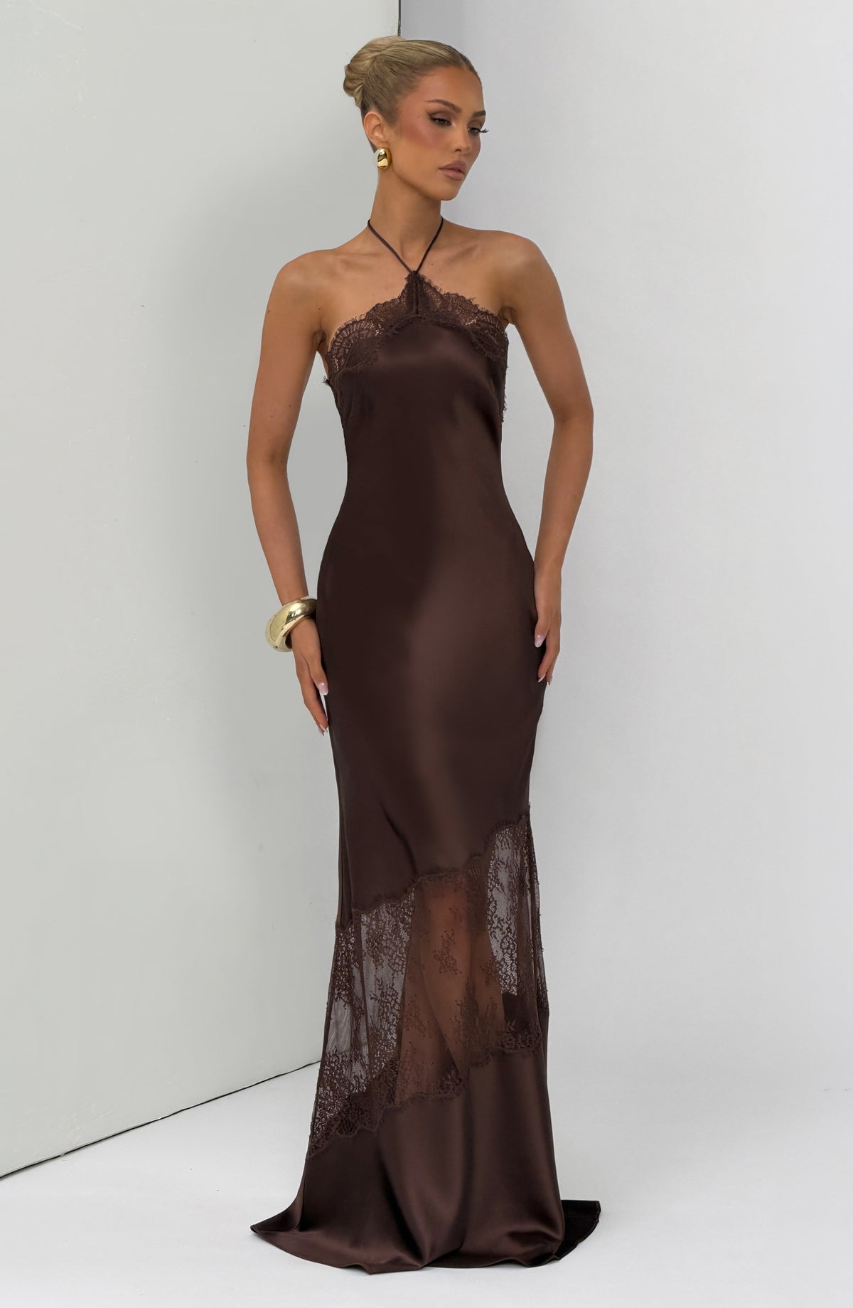 Vestido largo Agnetha - Marrón ciruela