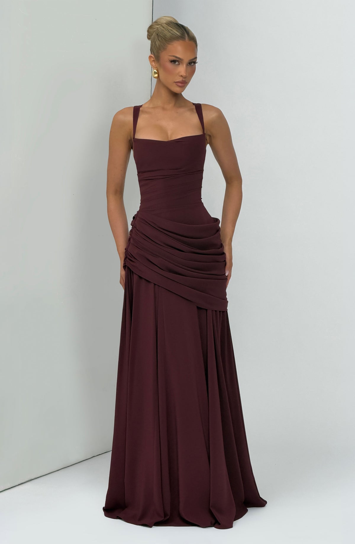 Vestido largo Sura - Cereza lacada