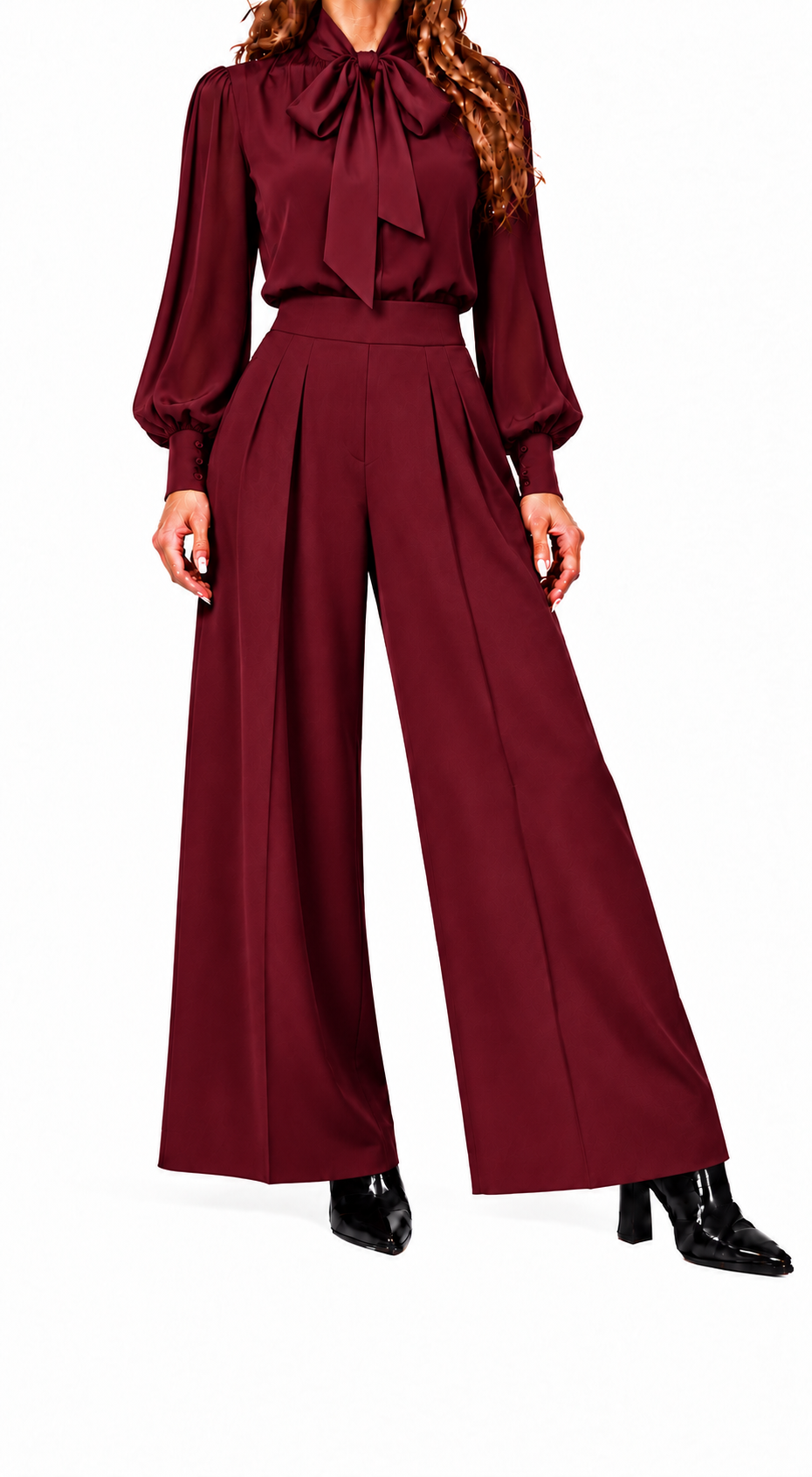 Conjunto Valentina | Blusa con lazo y pantalón palazzo