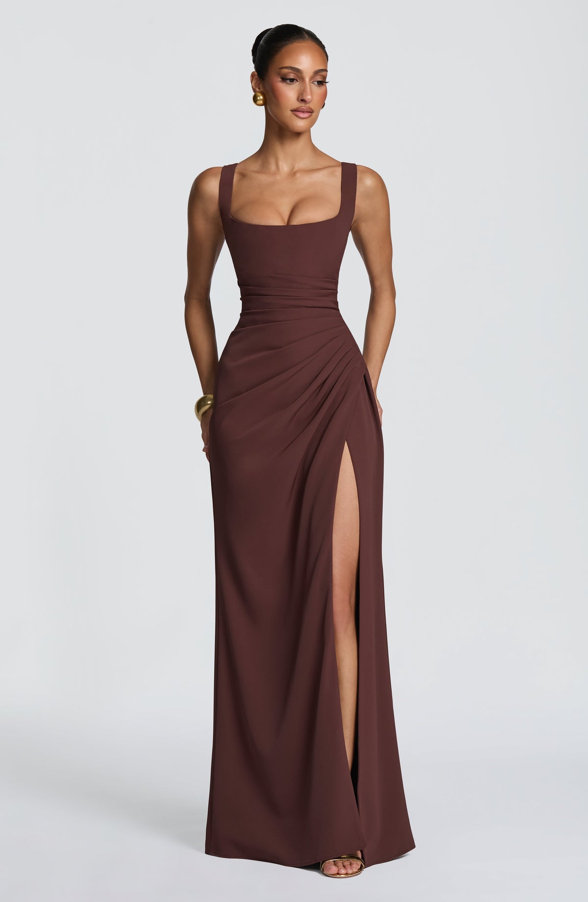 Vestido largo Laleh - Marrón ciruela