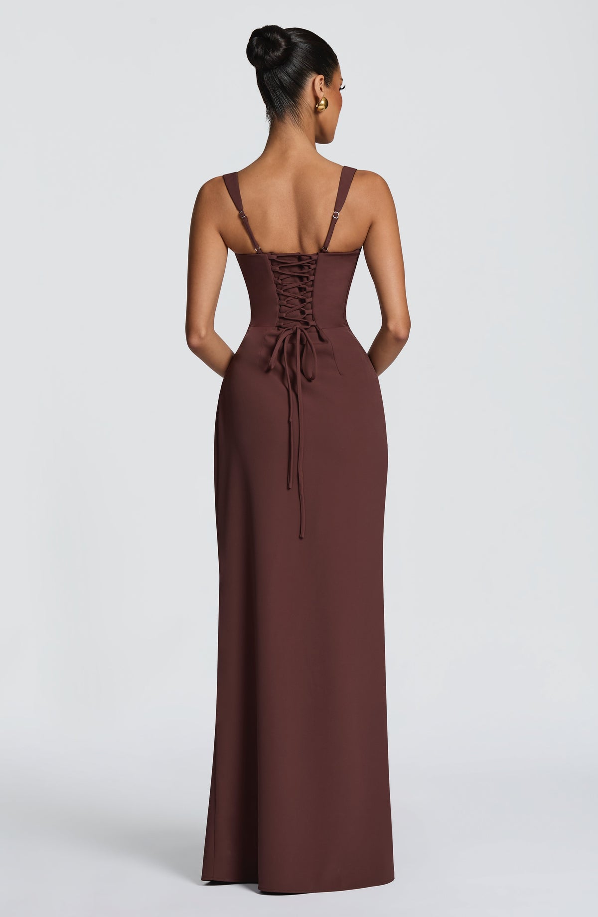 Vestido largo Laleh - Marrón ciruela