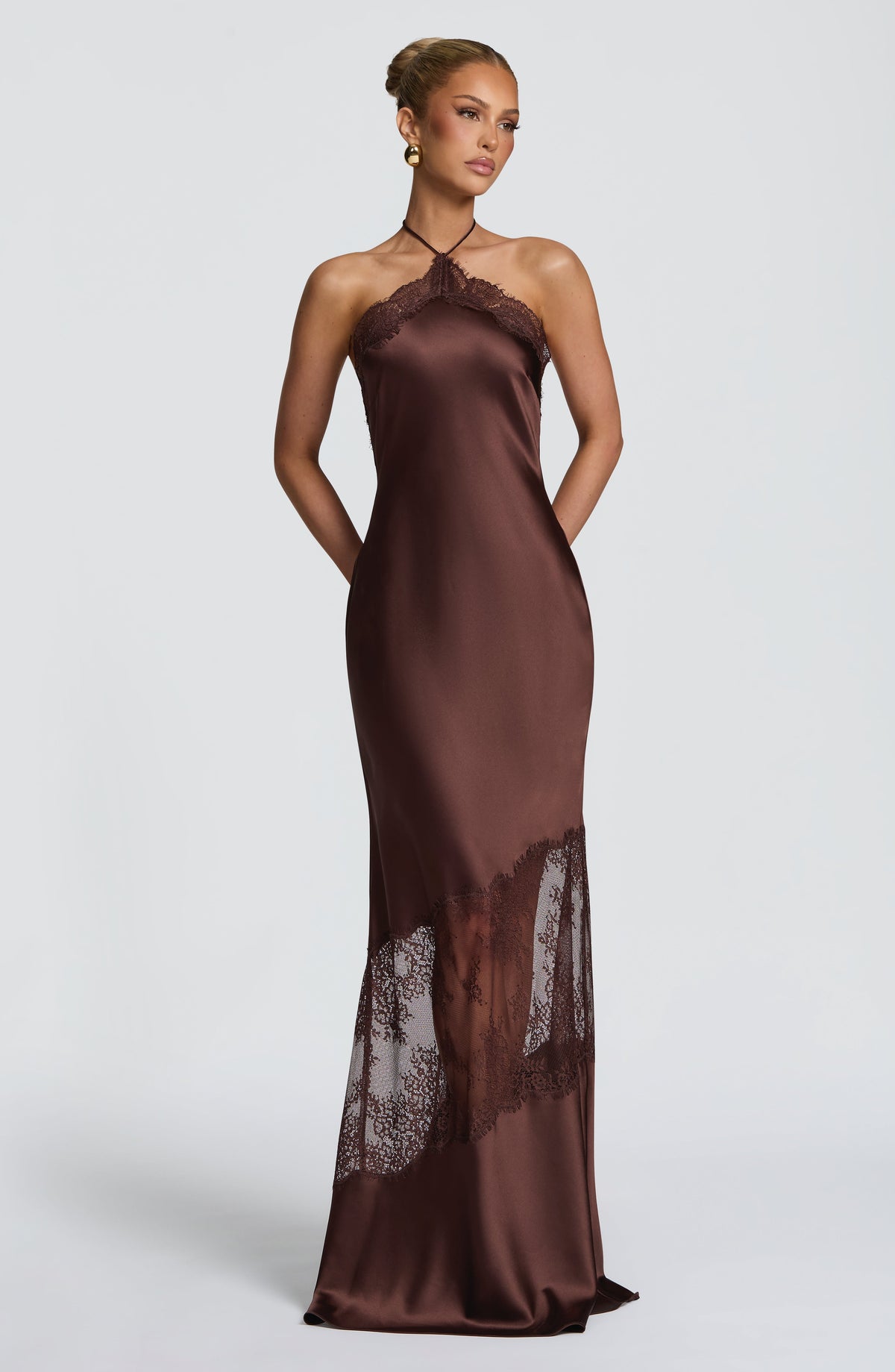 Vestido largo Agnetha - Marrón ciruela