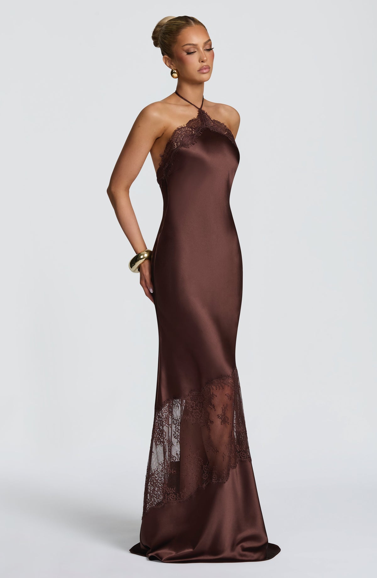 Vestido largo Agnetha - Marrón ciruela