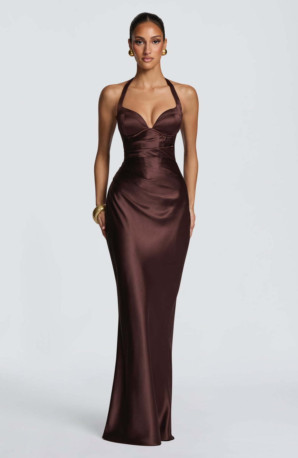 Vestido largo Ophelia - Marrón ciruela