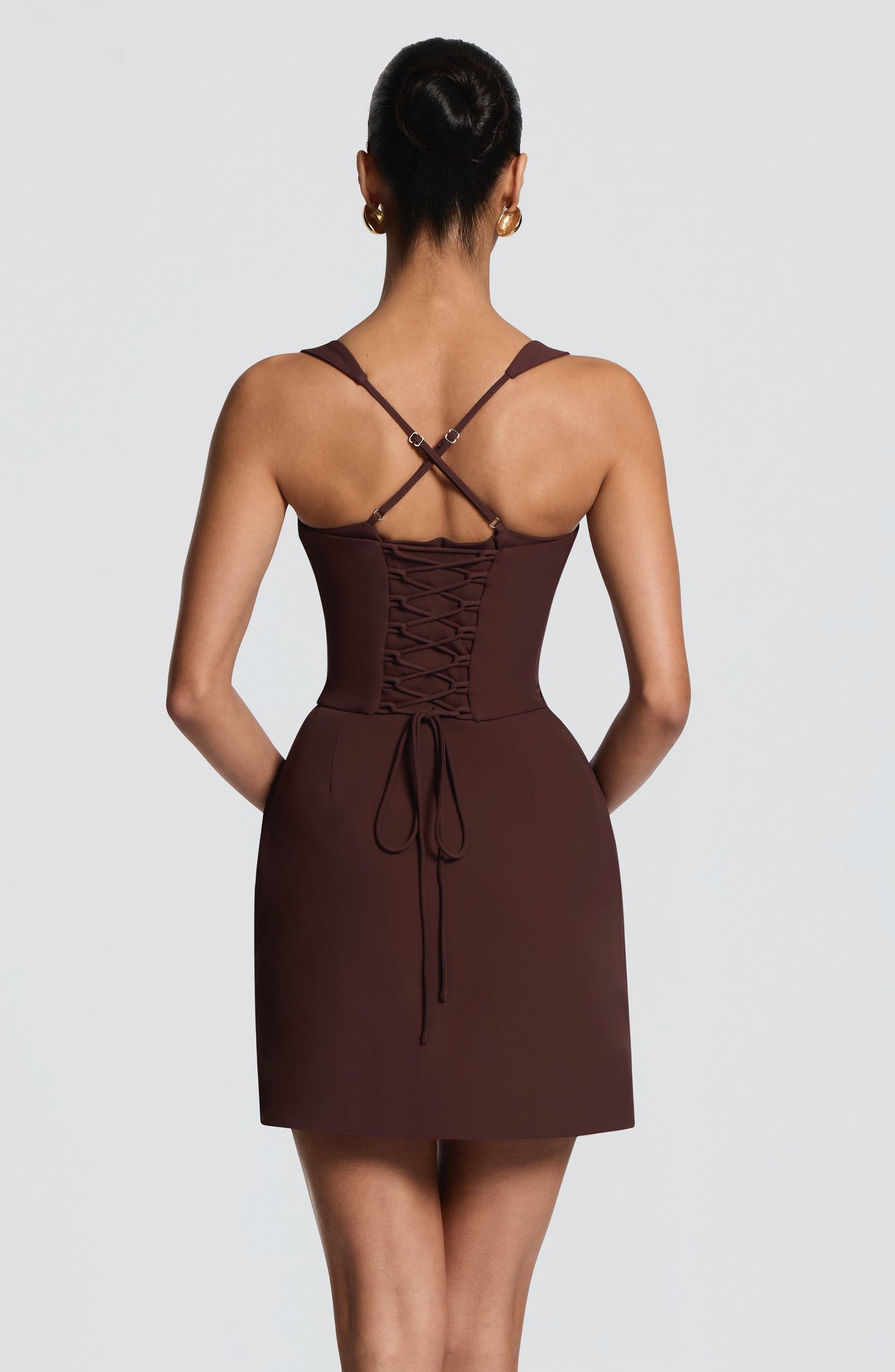 Vestido corto Everette - Marrón ciruela