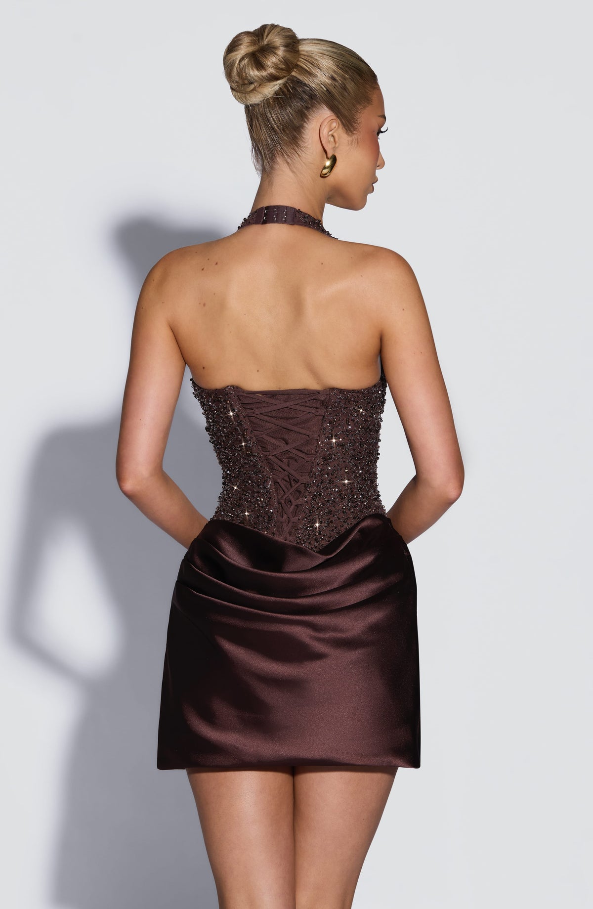 Vestido corto Adessa - Marrón ciruela