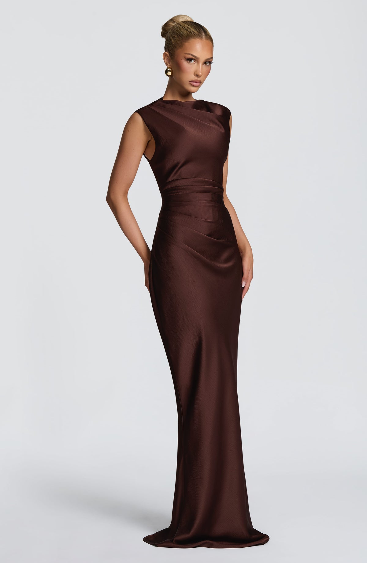 Vestido largo Avielle - Marrón ciruela