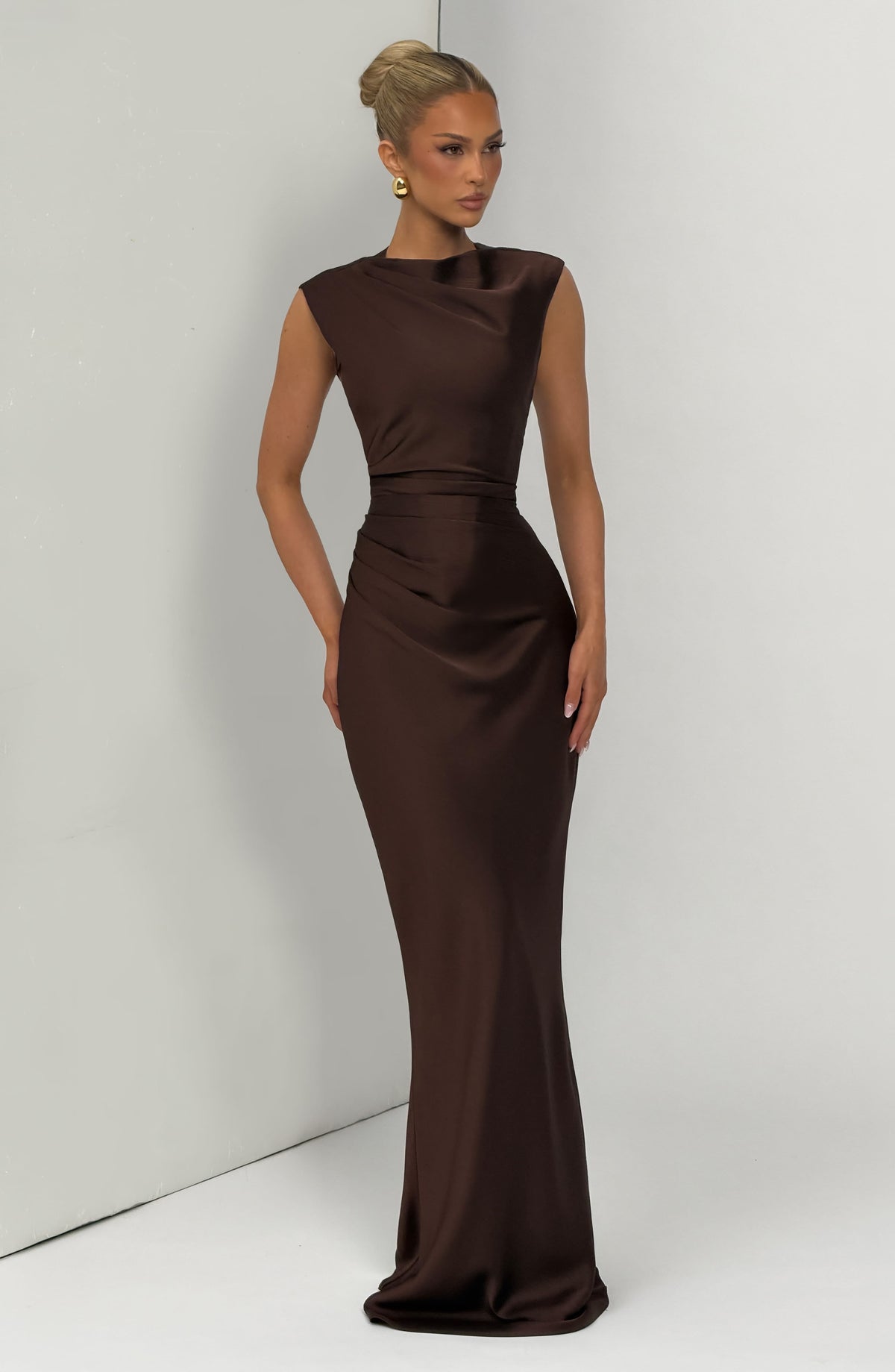 Vestido largo Avielle - Marrón ciruela