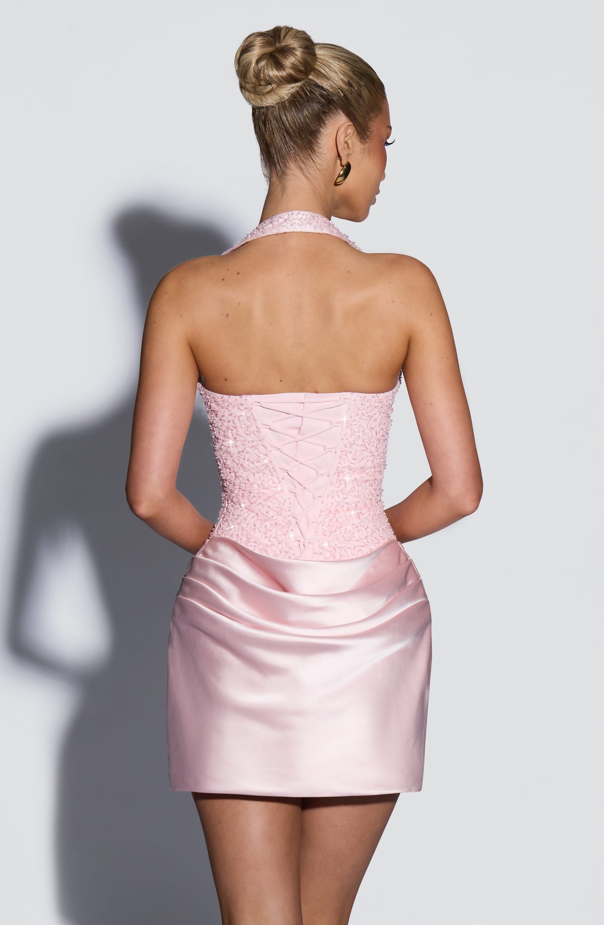 Vestido corto Nour - Rosa empolvado