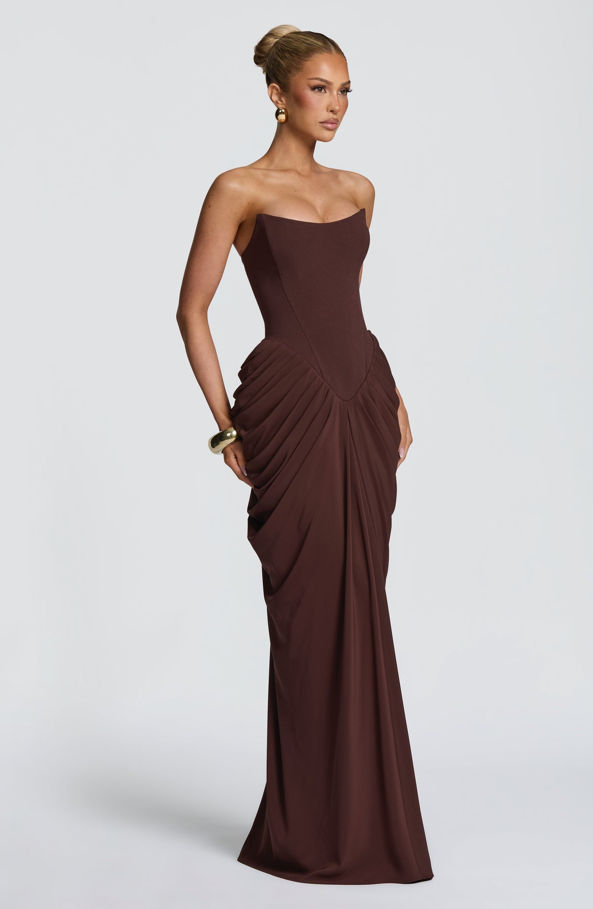 Vestido largo Noura - Marrón ciruela