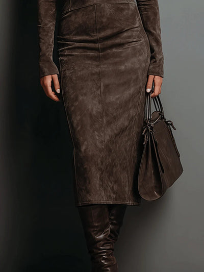 Lorène | Vestido Midi Largo Marrón