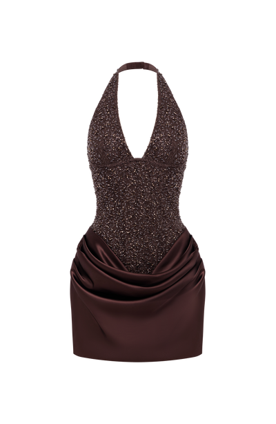 Vestido corto Adessa - Marrón ciruela