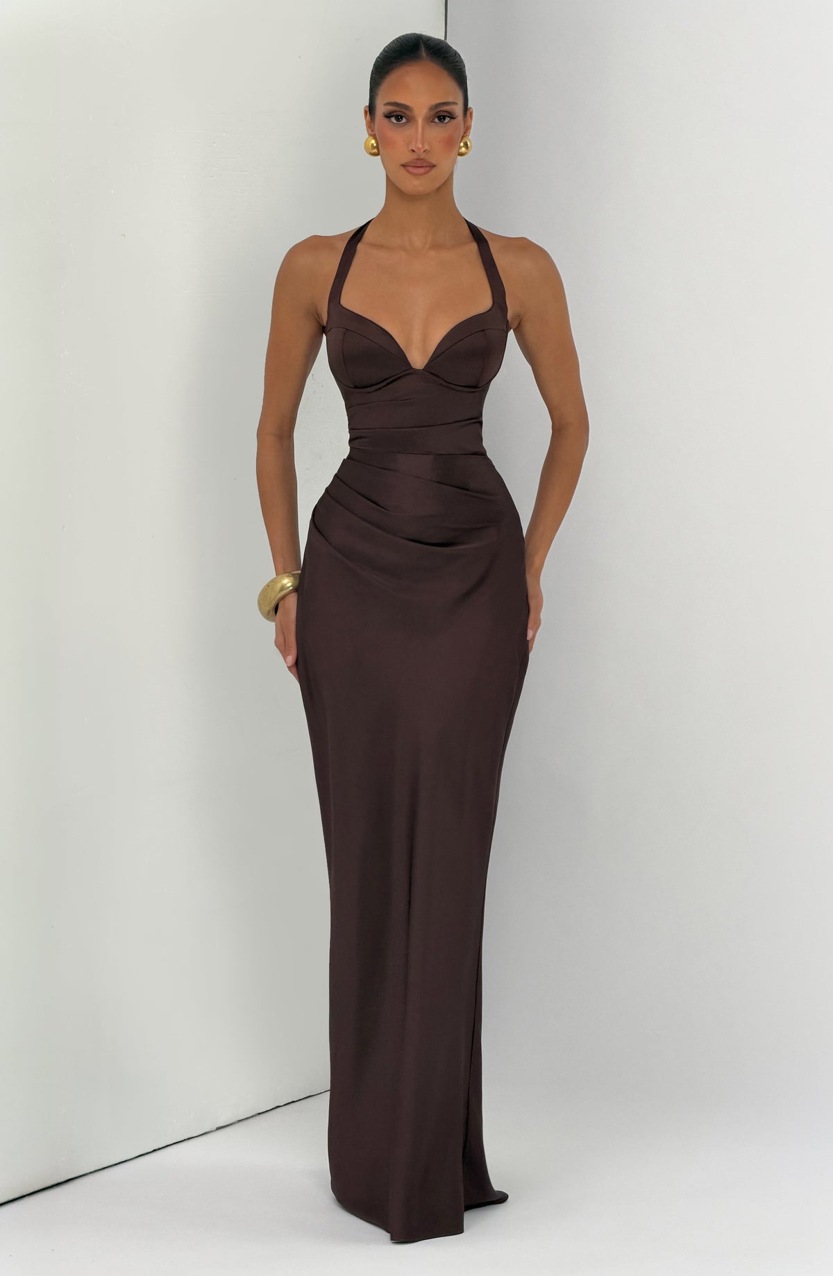Vestido largo Ophelia - Marrón ciruela