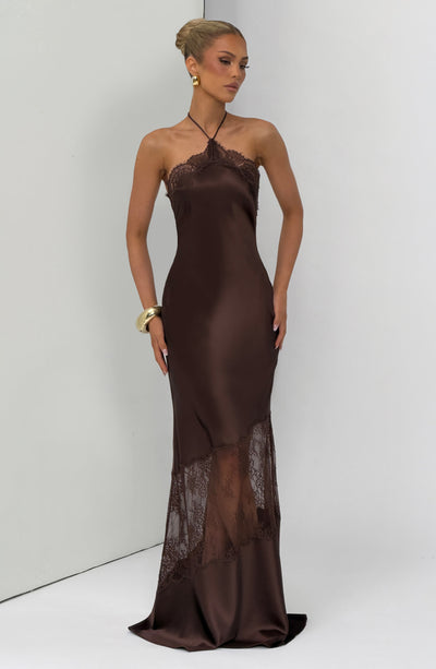 Vestido largo Agnetha - Marrón ciruela