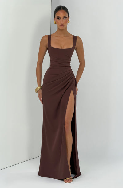 Vestido largo Laleh - Marrón ciruela