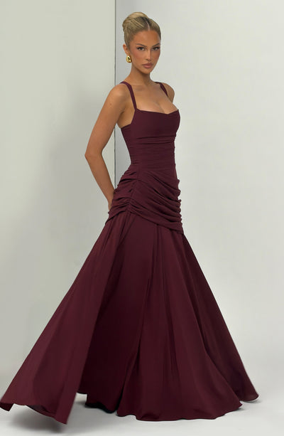 Vestido largo Sura - Cereza lacada
