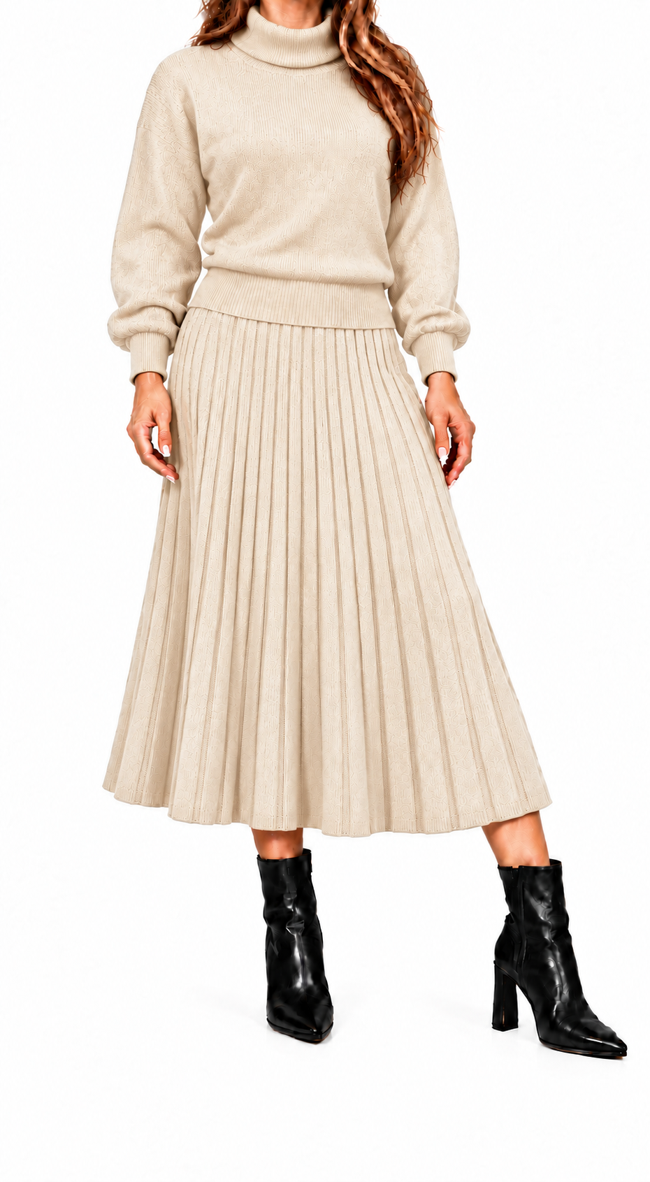 Conjunto Elara | Jersey de cuello alto y falda plisada