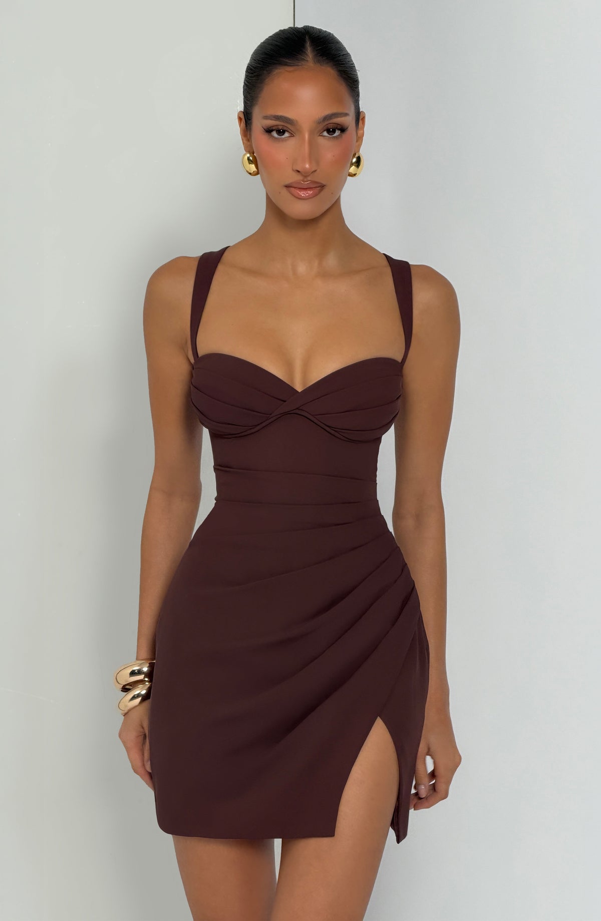 Vestido corto Everette - Marrón ciruela
