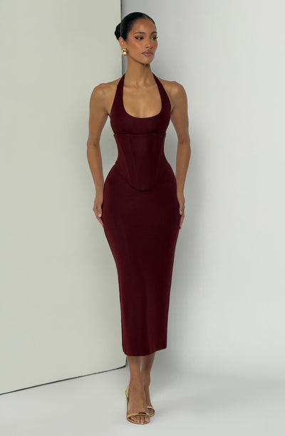 Vestido midi Roberta - Cereza lacada