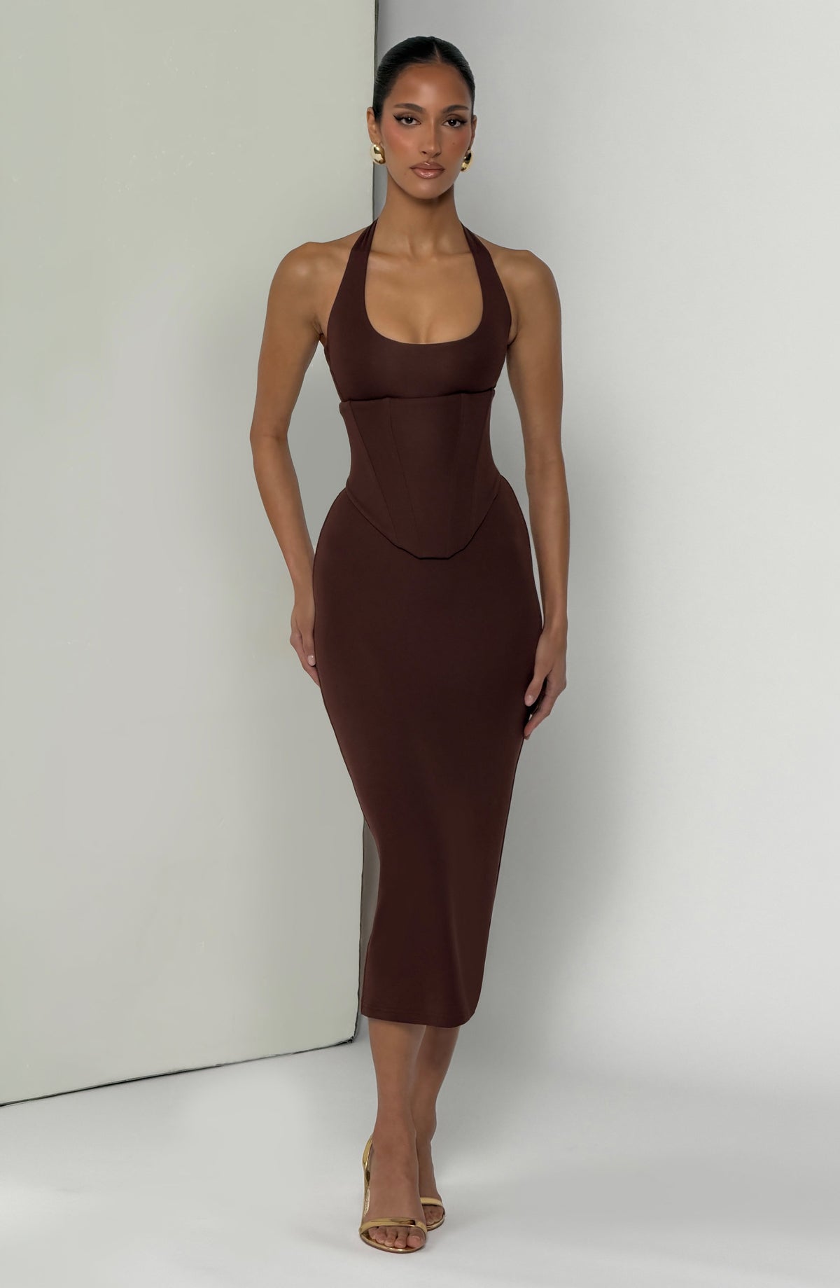 Vestido midi Roberta - Marrón ciruela