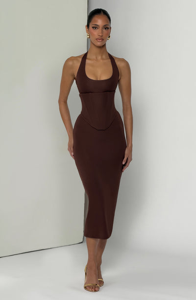 Vestido midi Roberta - Marrón ciruela