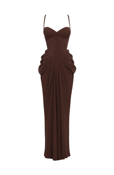 Vestido largo Lucille - Marrón ciruela
