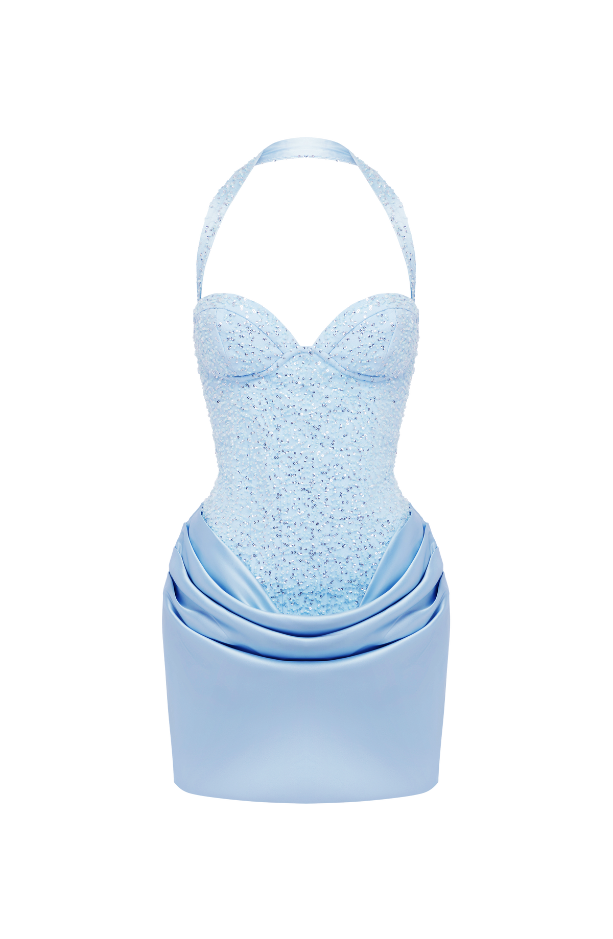 Vestido corto Nour - Azul glaciar