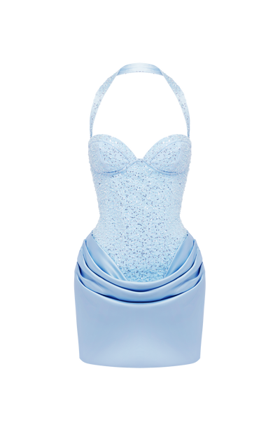 Vestido corto Nour - Azul glaciar
