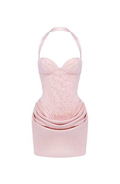 Vestido corto Nour - Rosa empolvado