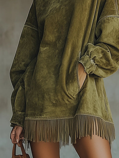 Gabrielle | Vestido de Cuello Alto con Flecos