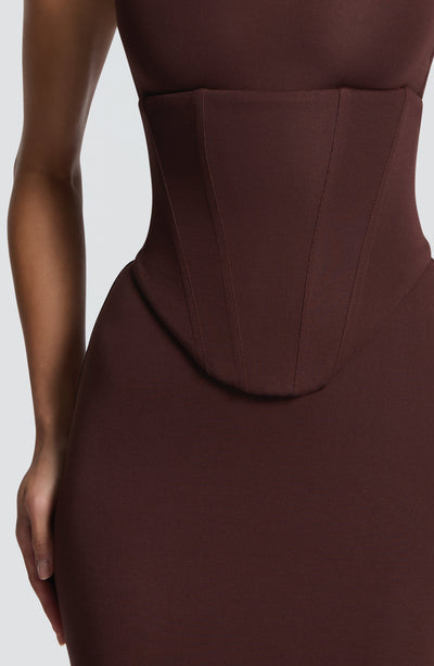 Vestido midi Roberta - Marrón ciruela