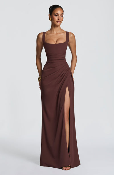 Vestido largo Laleh - Marrón ciruela