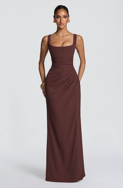 Vestido largo Laleh - Marrón ciruela