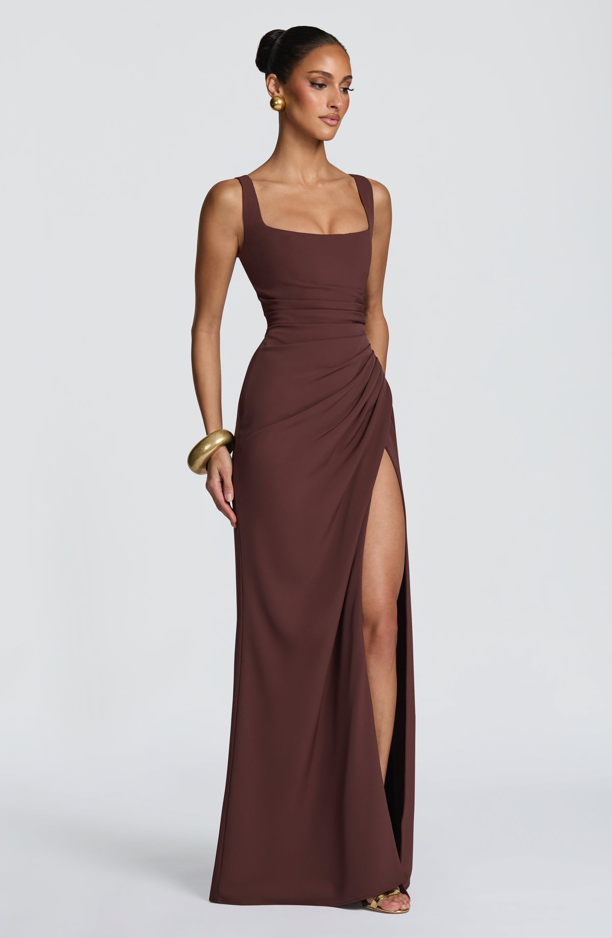 Vestido largo Laleh - Marrón ciruela