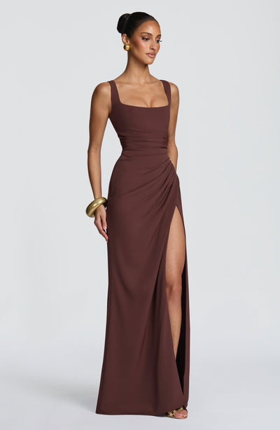 Vestido largo Laleh - Marrón ciruela