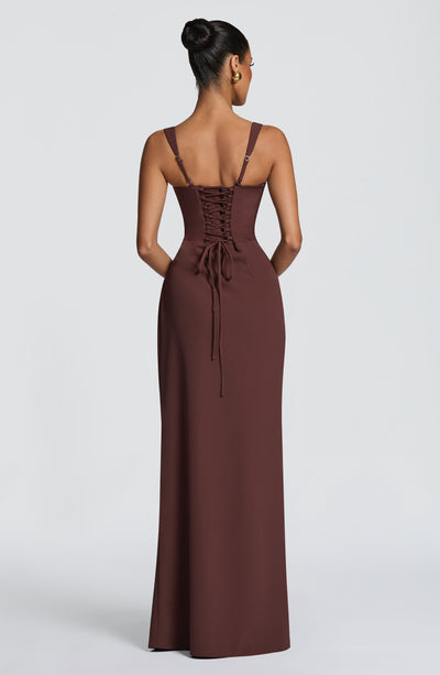 Vestido largo Laleh - Marrón ciruela