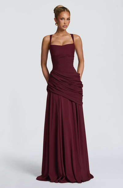 Vestido largo Sura - Cereza lacada