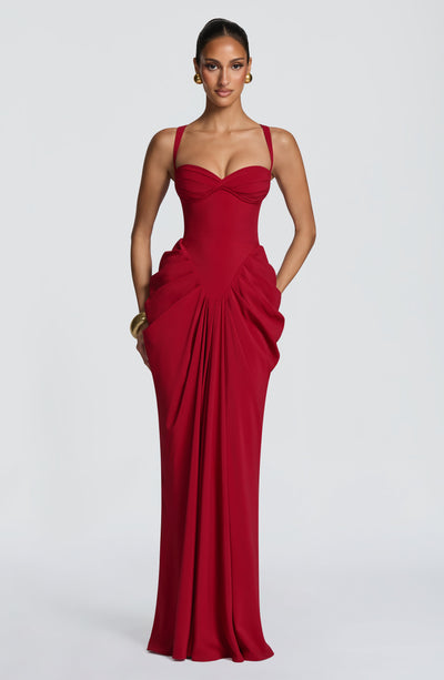 Vestido largo Lucille - Rojo intenso