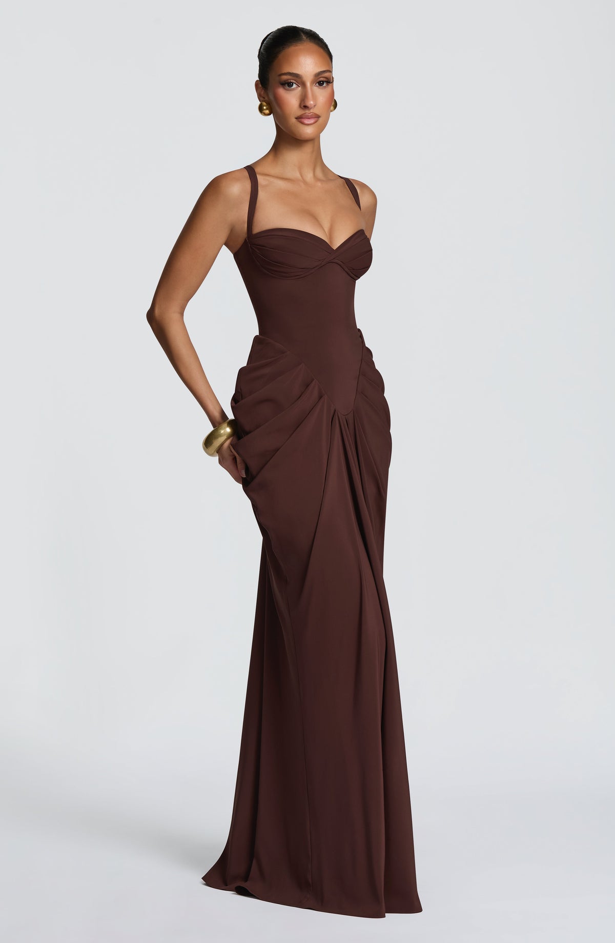 Vestido largo Lucille - Marrón ciruela