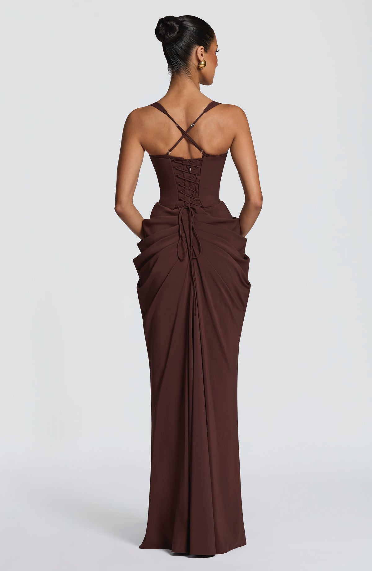 Vestido largo Lucille - Marrón ciruela