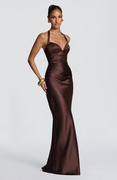 Vestido largo Ophelia - Marrón ciruela
