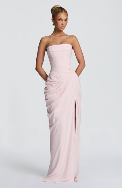 Vestido largo Cyra - Rosa empolvado