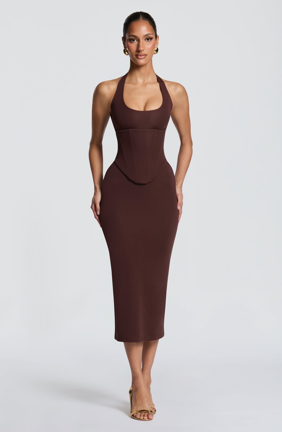 Vestido midi Roberta - Marrón ciruela