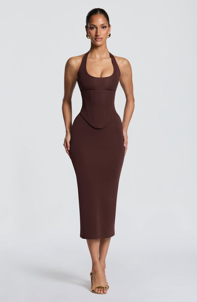 Vestido midi Roberta - Marrón ciruela