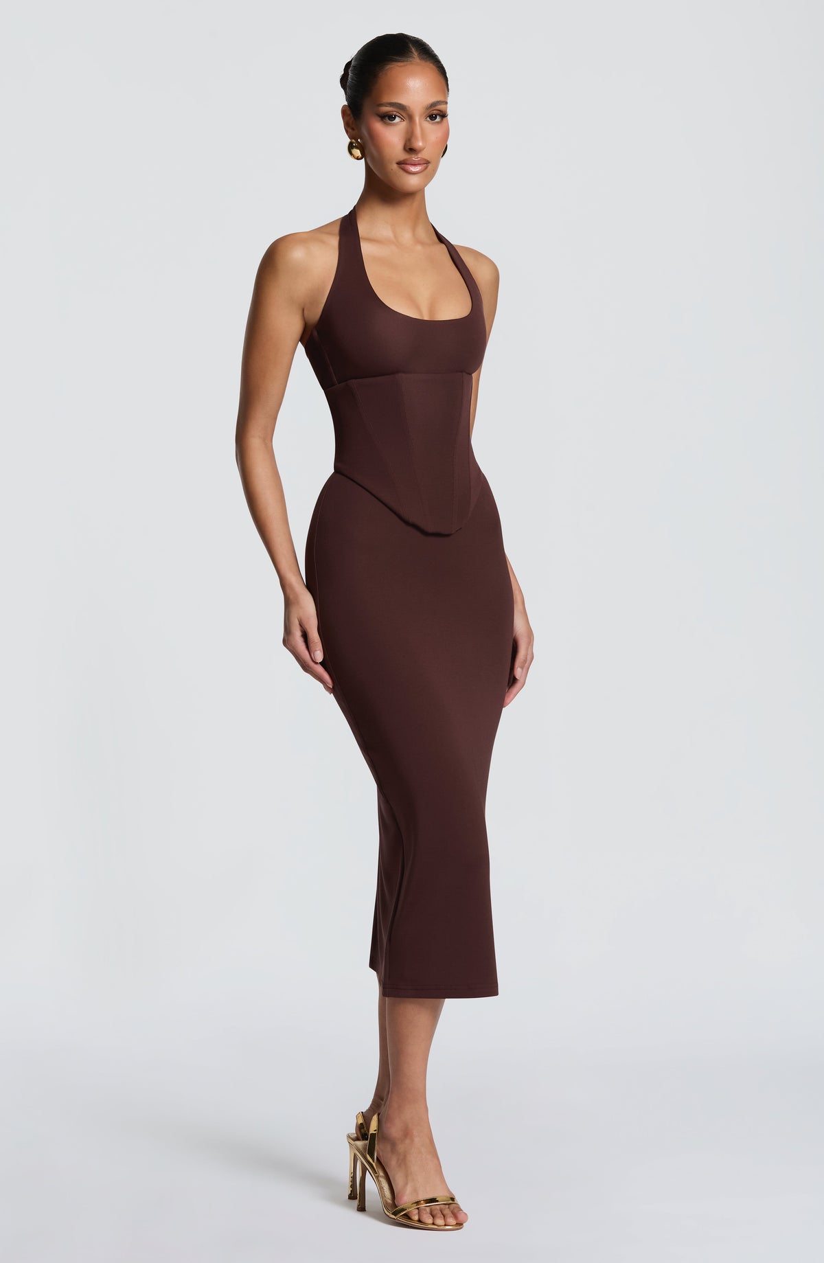 Vestido midi Roberta - Marrón ciruela