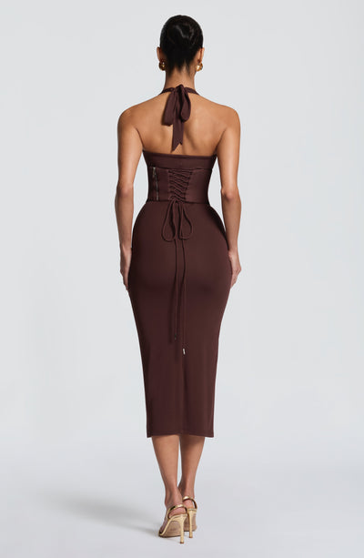 Vestido midi Roberta - Marrón ciruela