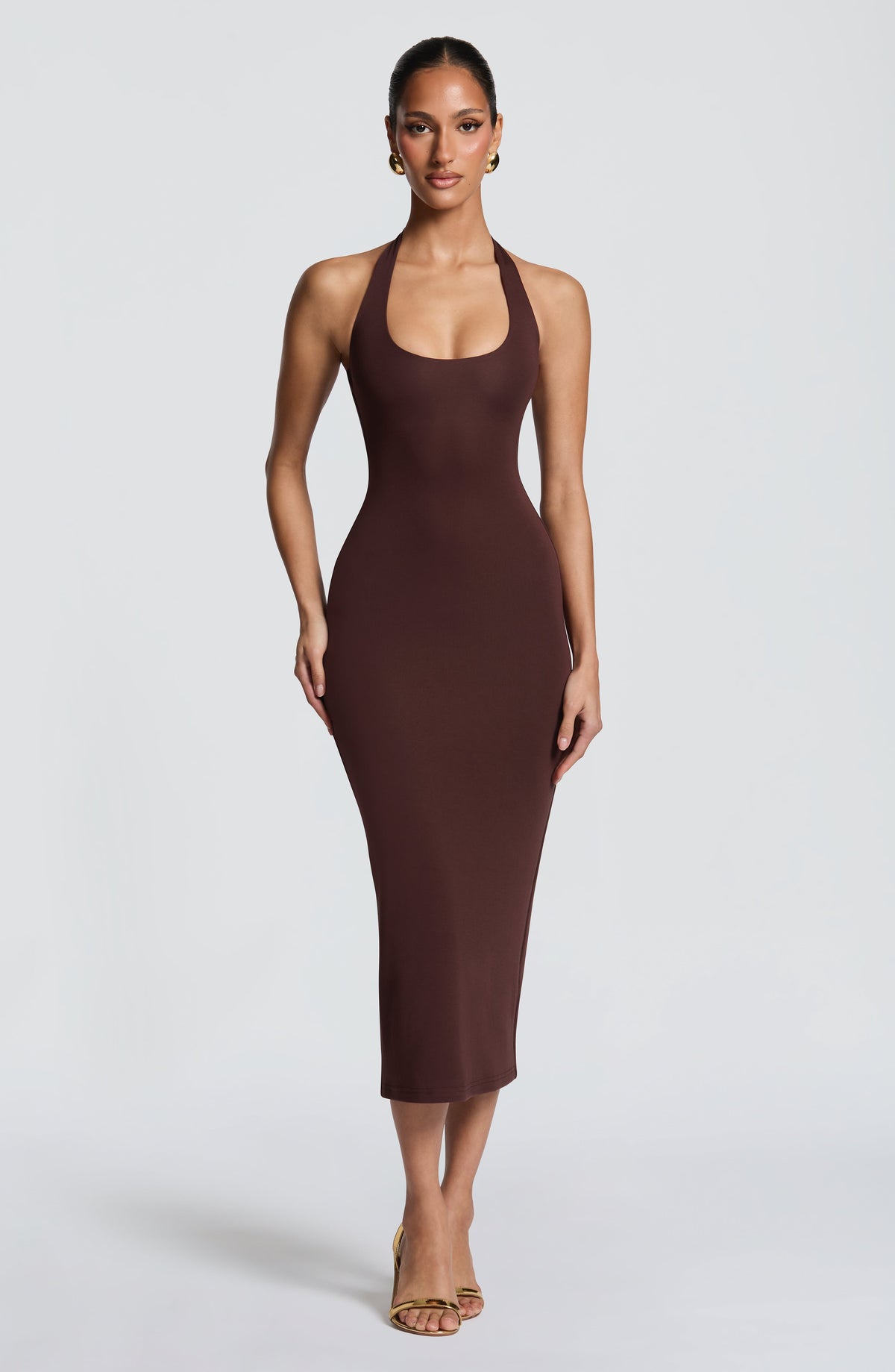 Vestido midi Roberta - Marrón ciruela