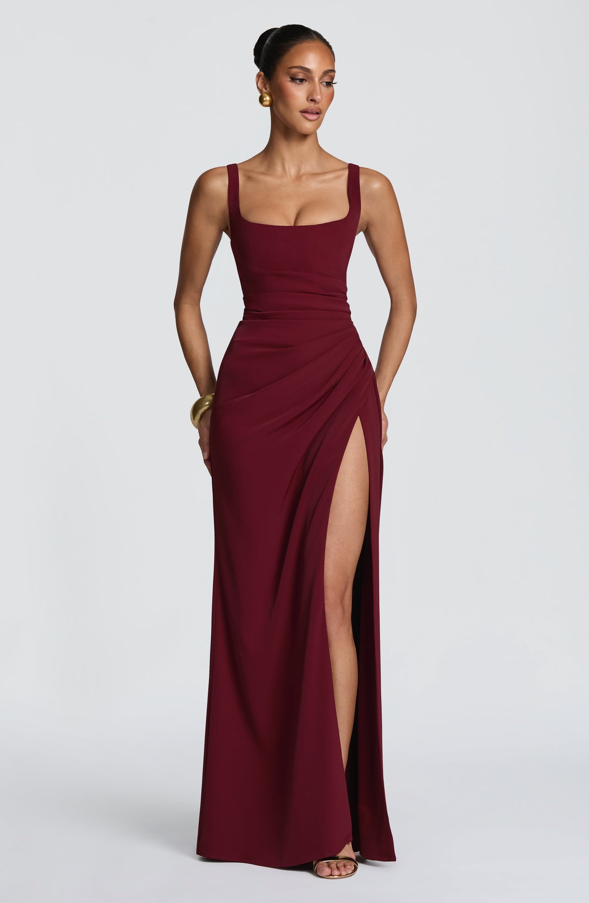 Vestido largo Laleh - Cereza lacada
